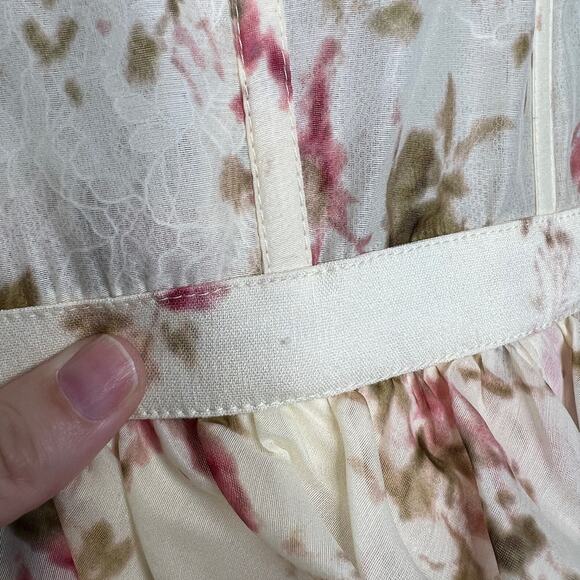 V. Chapman The Fiorenza Dress in English Rose Size 2 Midi Floral Corset Lace - Picture 11 of 13